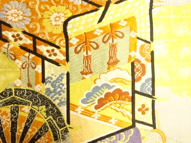  大正ロマン　御所車に松梅模様刺繍五つ紋花嫁衣装振袖2枚重ね・丸帯セット